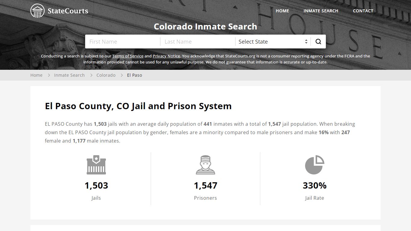 El Paso County, CO Inmate Search - StateCourts